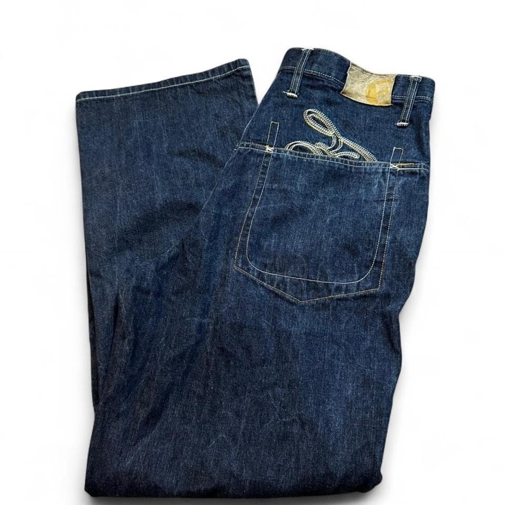Vintage Y2K Exsto wide leg baggy punk skater grunge denim jeans fits 36x32